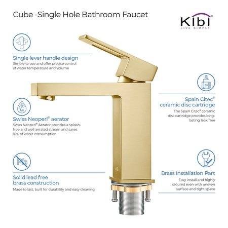 Kibi Cubic Single Handle Bathroom Vanity Sink Faucet KBF1002BG